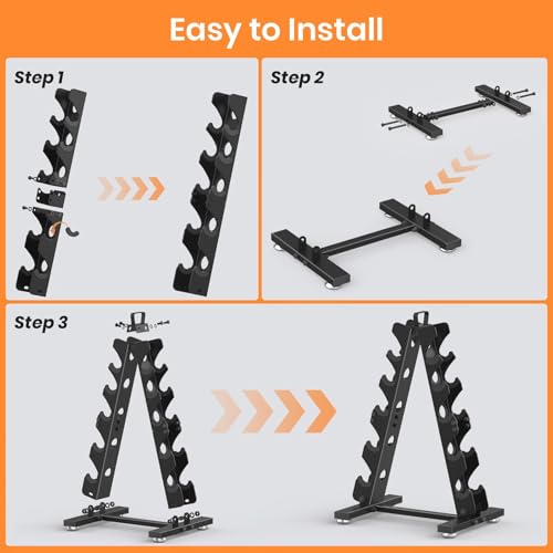 Dumbbell Rack Stand Only, Weight Rack for Dumbell Set, Home Gym Storage Stand, for Weights Metal A-Frame Strength Training Dumbbell Holder, with Handle, Dumbells not Included