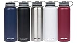 Simply Simily Stainless Steel Water Bottle - Wide Mouth - BPA Free - Double Walled Vacuum Insulated, 40 Oz