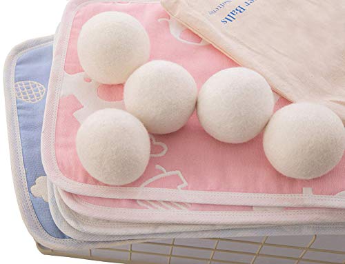 Wool Dryer Balls by Teemour Pack of 6 XL 2.95" Organic Natural Fabric Softener Laundry Dryer Ball White