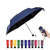 Ke.movan Travel Compact Umbrella Extra Light Mini Parasol Sunblock and Anti-Rain UPF50+ - Fits Men & Women, Easy to Put in Purse (Navy Blue-Round)