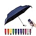 Travel Compact Umbrella Extra Light Mini Parasol Sunblock and Anti-Rain UPF50+ - Fits Men & Women, Easy to Put in Purse (Navy Blue-Round)
