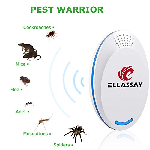 ELLASSAY Electronic Ultrasonic Pest Repeller Plug in,2 Pack Indoor Ultrasound Repeller Against Rats, Mouse, Spider, Ants, Bed Bugs, Fleas, Cockroaches, Flies, Moths, Mosquito Easy to Use