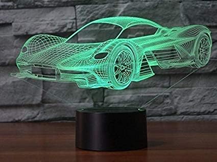 New 3D Racing Car Night Light Illusion Lamp 7 Color Change LED Touch USB Table Gift Kids Toys Decor Decorations Christmas Valentines Gift