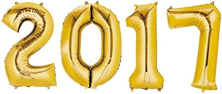 Tinuos 2017 Number Foil Balloons | 20 Inch Gold Number Balloons | for Graduation Decorations,Festival Party Supply