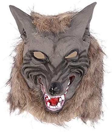 Yisily 1 Pc Halloween Costume Horrific Wolf Head Mask Wolf Gloves Terror Devil Fancy Dress Party Props Halloween Wolf Head Glove for Men and Women