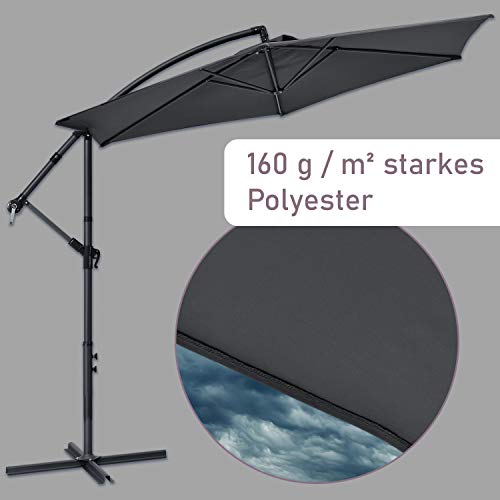 Juskys Ampelschirm Brazil 300 cm Kurbel Ständer — UV-Schutz wasserabweisend knickbar — Sonnenschirm Marktschirm… – Bild 6