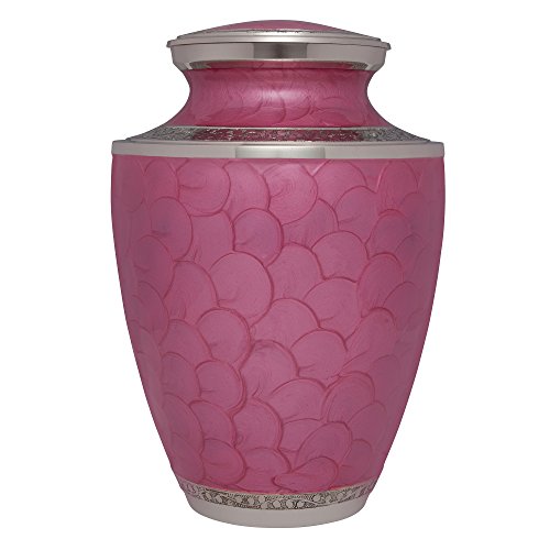 Liliane Memorials Pink Funeral Urn Cremation Urn for Human Ashes - Hand Made in Brass - Suitable for Cemetery Burial or Niche - Large Size fits Remains of Adults up to 200 lbs - Petals Pink Model - Thumbnail 4