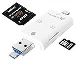 Aisopos 3 in 1 iphone flash drive,U Disk with Lightning Connector Memory Stick Storage Micro SD TF SDHC Fast Card Reader for iPhone/ MAC / PC / Android