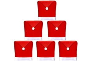 AMFOCUS Christmas Dining Chair Covers, Christmas Decoration Santa Hat Chair Back Covers Xams Chair Covers Caps Slipcovers Set of 6 for Christmas Holiday Festival Decoration