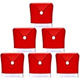 AMFOCUS Christmas Dining Chair Covers, Christmas Decoration Santa Hat Chair Back Covers Xams Chair Covers Caps Slipcovers Set of 6 for Christmas Holiday Festival Decoration