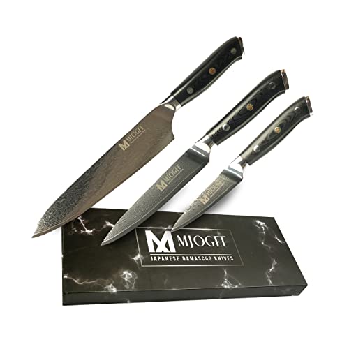 Damascus Professional Kitchen Knives Chef Knife Set of 3