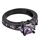 JunXin Size5/6/7/8/9/10/11 Purple Amethyst Cubic Zirconia Engagement Rings Black Gold Plated 77MM