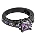 JunXin Size5/6/7/8/9/10/11 Purple Amethyst Cubic Zirconia Engagement Rings Black Gold Plated 77MM