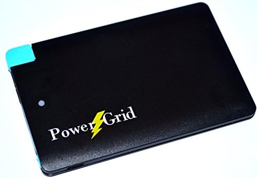 Brand New! POWERGRID 2500mAh Credit Card Sized Portable External Battery Charger w/ Built-in USB for iPhone Samsung Galaxy HTC Kindle Motorola Moto Android Smart phone Phone Bluetooth (Black)