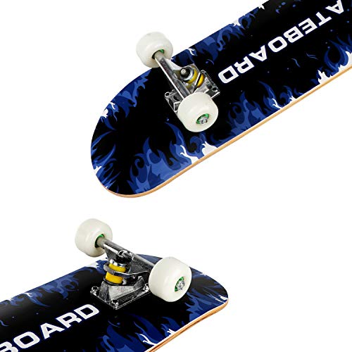 E EVERKING Skateboard 7 Layers Decks 31"x8" Pro Complete Skate Board Maple Wood Longboards for Teens Adults Beginners Girls Boys Kids