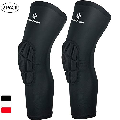 HOPEFORTH Knee Padded 2 Pack Compression Leg Sleeve Thigh Guard Sports Protective Gear Brace Support for Football Basketball Volleyball Softball Tennis Youth Kids Adult