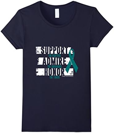 Women's Support Admire Honor Ovarian Cancer Survivor T-shirt Large Navy
