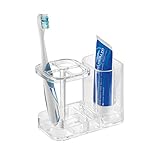 mDesign Bathroom Storage Organizer for Dental Supplies, Toothpaste and Toothbrushes - Clear