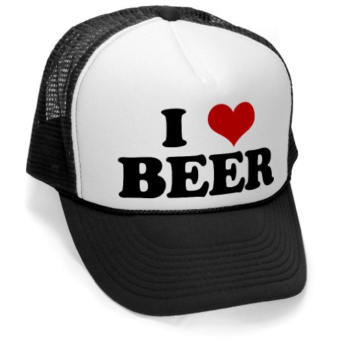 I HEART BEER - funny joke party gag Mesh Trucker Cap Hat, Black