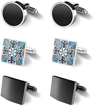 UHIBROS Jewelry Stainless Steel Classic Tuxedo Shirt Cufflinks for Men Unique Business Wedding White