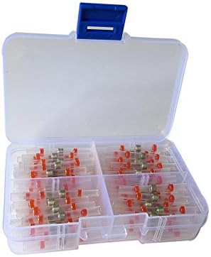 100pcs 22-18AWG 0.5-1.5 mm² Waterproof Solder Seal Heat Shrink Butt Connectors Terminal Kit Soldering Sleeve Wire Wiring Electrical Copper Red