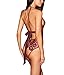 ALLoveble Women Lace Babydoll Teddy Underwear Black (S, Wine Red)