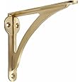 STYLENT Decor Decorative Brass Shelf Bracket, Heavy Duty and Antique Shelf Bracket for Shelving Modern L Shaped Design (Pack of 1) (Brass Brushed, 4.5 Inches)
