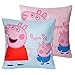 Jerry Fabrics Set of 2 100% Cotton Velvet Soft Blue Pink Cartoon Peppa Pig Decorative Throw Pillow Cover Home Decor Design Set Cushion Case for Sofa Bedroom Car Hiddern Zipper 18×18 Inch(45×45 cm)