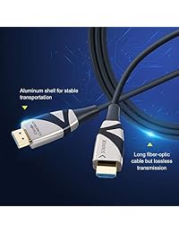 Cable de fibra HDMI CableCreation 20 pies 4 K 60HZ HDR Cable de fibra óptica HDMI 2.0 largo, ultra delgado y de alta velocidad HDMI Compatible con 18 Gbps, 3D, Dolby Vision, HDCP2.2, retorno de audio, negro, 19.7 pies