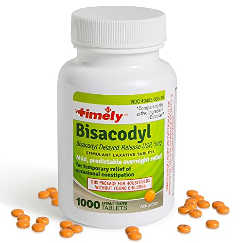 TIMECAP LABS, INC. Timely Bisacodyl 5mg 1000 Tablets Laxatives for