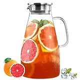 3 Quart Glass Pitcher with Lid,96 oz -Iced Tea