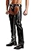 KILLREAL Men's Faux Leather Assless Chaps Sexy Open Hip Long Pants with Zipper Black Large