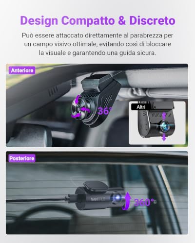 VANTRUE S1 Pro 2.7K+1080P Night Vision Dash Cam STARVIS 2 5GHz WiFi GPS Dual Channel Car Camera 360° HDR, Voice Control, 24/7SD Max 512G Parking Mode Support LTE