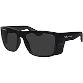BOMBER Safety Glasses fits Men Women, Polarized Smoked Lens, Matte Black Frame with Non slip Foam Lining, Removable Side Shields included, z87 Compliant - CL111
