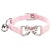 BINGPET BA3010 Soft Velvet Safe Cat Adjustable Collar Bling Rhinestone Butterfly with Bells , Pink
