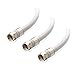 Cable Matters 2-Pack RG6 Coaxial Cable - 15ft, [CL2 Rated for in-Wall Use](CM) Quad Shield Coaxial Cable, RG6 Coax Cord for TV, Digital Router, Satellite Receiver and More, White