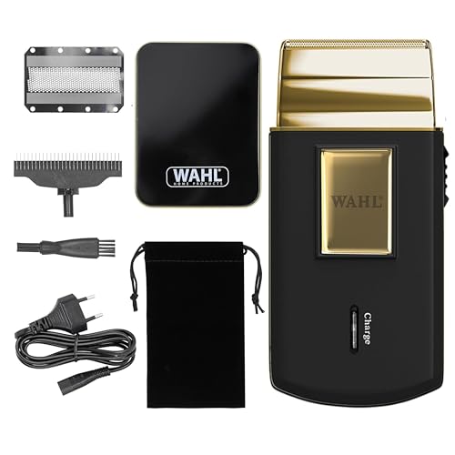 Wahl Travel Shaver Gold Edition Cordless Rechargeable Electric Shaver for Men, Great for Travel, Hair and Beard Trimmer, Compact and Portable