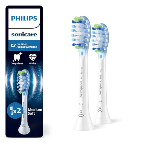 Philips Sonicare C3 Premium Plaque Defence Original Replacement Brush Heads, White, Pack of 2, HX9042/87
