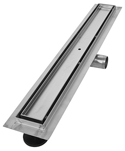 VILSTEIN Duschrinne 150cm | Befliesbar | Edelstahl Bodenablauf Komplettset | Extra flach | Siphon mit Geruchsstop | Haarsieb