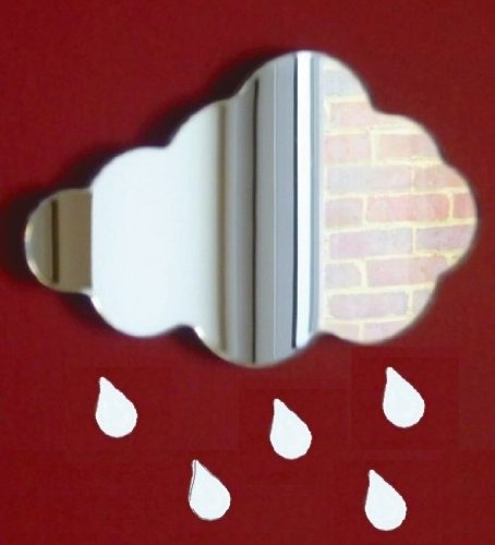 Super Cool Creations 45cm x 35cm Cloud Mirror & 5 raindrops