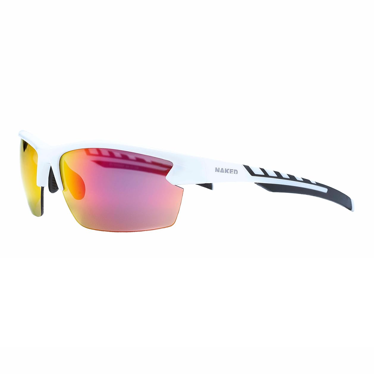 NAKED Optics Sports Sunglasses (Halfframe White/Lens Red)
