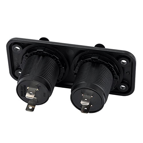 Jtron 1-Socket Cigarette Lighter Power Adapter DC Outlet Splitter 2.1A Waterproof Dual USB Slot Socket for RV Car Boat iPhone X/8/7/6s/6 Plus, iPad,Samsung Galaxy S6/S6 Edge and More (Black)