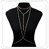 BOOZIQ Gold Body Chain for Women Sexy Waist Beads Chain Rhinestone Belly Waist Chain Bikini Bra Body Jewelry Summer Beach Crystal Belly Waist Chain for Women