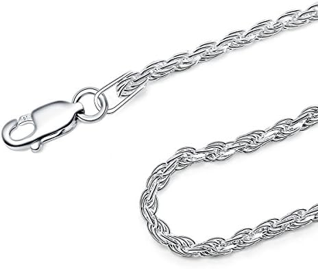 925 Sterling Silver Diamond Cut Rope Bracelet For Women & Men 2MM 8 inch
