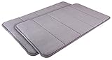 Memory Foam Bathmats - Pack of 2 Grey Bath Mat - Bathroom Mat with Fast Absorbency and Quick Dry - Bath Rugs with Anti-Skid Bottom - Shower Mats by Utopia Home