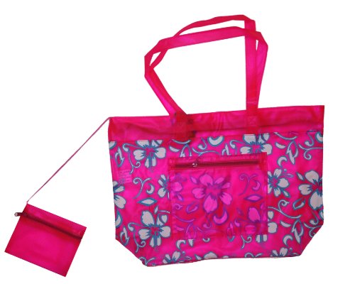 Getagadget Pink Large Vinyl Hibiscus Beach Tote Bag One Size Pink Buy Online In Angola At Angola Desertcart Com Productid