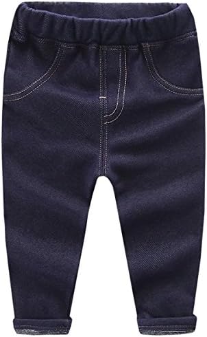 Unisex Kids Warm Up Thermal Fleece Lined Jogger Denim Jeans Pants for Little Boys and Girls, Dark Blue, Age 2T-3T ( 2-3 Years ) = Tag 7