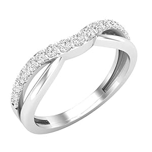 Dazzlingrock Collection 0.25 Carat (ctw) 14K Gold Round Cut Diamond Ladies Anniversary Wedding Guard Contour Band 1/4 CT