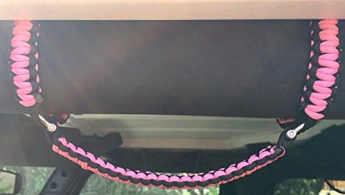 Jeep Wrangler Jk 2007-Present Black/Pink 550 Paracord Front and Rear Grab Handle Grips Set