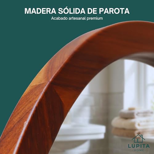 Espejo Redondo de Parota Sólida 60 cm – Madera Natural Premium para Baño, Sala o Recámara – Espejo Decorativo de Pared Elegante